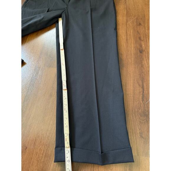 St. John Straight Leg Wool Pleated Dress Pants Career Work Business Black Sz 12 - Picture 7 of 7